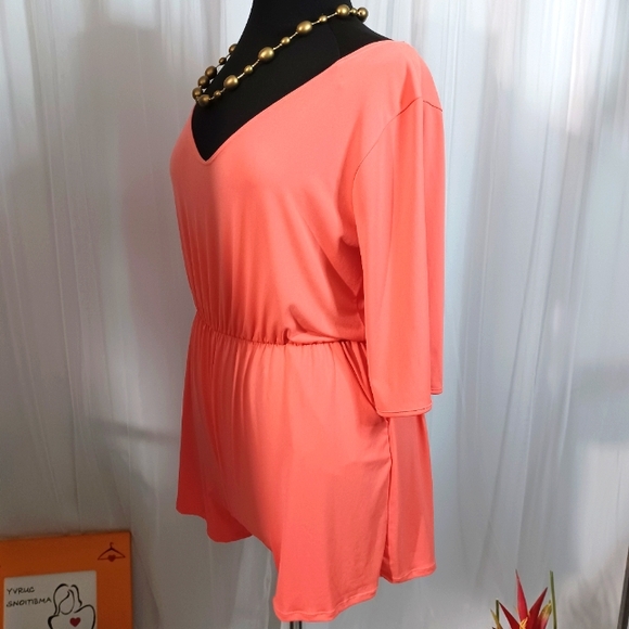 Ella Samani, Pull-Over Romper, Size: 3X" Coral Orangish Color - Picture 2 of 11